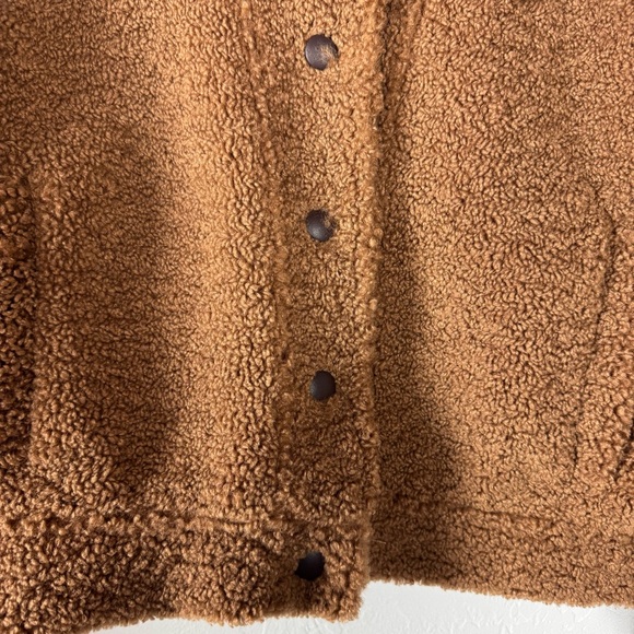 Cupcakes and Cashmere Coat Teddy Fleece Jacket Plush Brown Button Down Collared - Picture 4 of 9